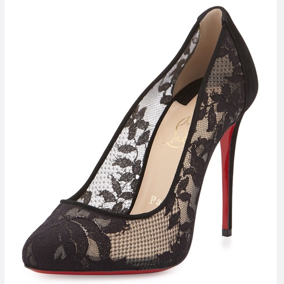 CHRISTIAN LOUBOUTIN Dorissima Lace 100 Dentelle Black Suede Stiletto Heels EU 36 - Picture 2 of 10